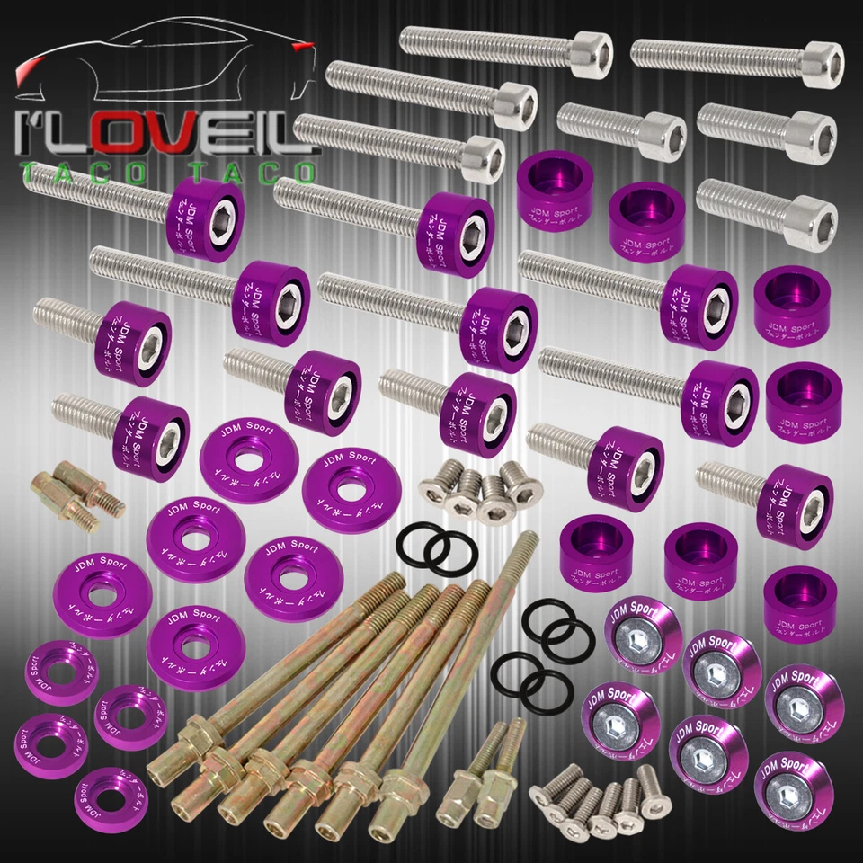 K-Series For Acura Cap/Cup/Header/M6 Fender Race/Valve Cover Washer+Bolt Purple Foto 1 de 4