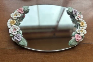 Vintage Kosmetikspiegel mit Blumen - Capodimonte - Bild 1 von 9