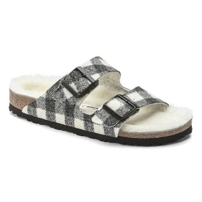 Sandalias Birkenstock para mujer Arizona de lana de oveja a cuadros blancas US5 EU36 1018114 Foto 1 de 4
