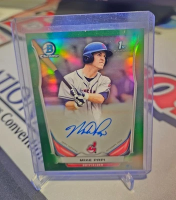 2014 Bowman Draft Mike Papi Green Autograph Refractor 59/99 Cleveland Indians - Image 1 of 2