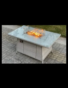 Conwyn PE Weatherproof Rattan Gas Firepit Table *Unused Brand New* - Picture 1 of 9