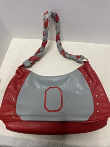 Ohio State Handtasche mit geflochtenem Scharlachrot und grauem Griff - Bild 1 von 9