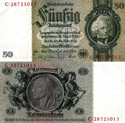 Alemania 50 Reichsmark 1933 Pick# 182 en estado bastante bueno-CVF Foto 1 de 2