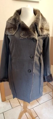 Milestone Wintermantel Gr. 40/42 grau Winterjacke Felljacke Fake Fur neuw. edel - Bild 1 von 4