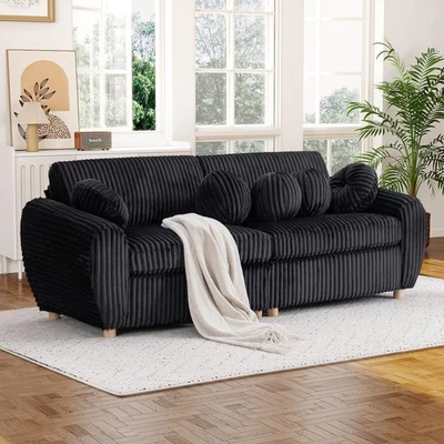 Sofá Loveseat 84" Pana Gran Tamaño Cómodo Sofá Nube con 5 Almohadas Decorativas Foto 1 de 4