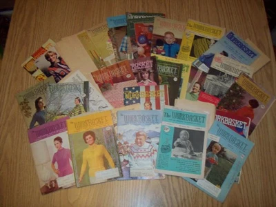 Vintage mostly WORKBASKET magagzines lot: 50s 60s needlecraft, sew knit crochet - Image 1 of 2