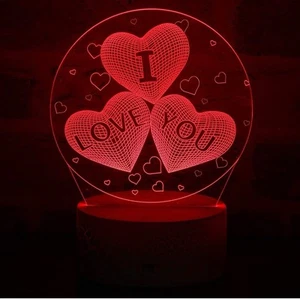 I Love You Heart Night Light Anniversary Gift For Her Birthday LED Lamp - Picture 1 of 7