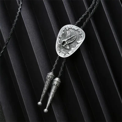 Antiguo collar vaquero de plata con corbata de águila bolo para hombre de novio boda Foto 1 de 2
