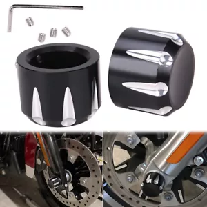Cubiertas de tuerca de tapa de eje delantero cortadas CNC para Harley Touring Dyna Softail Sportster - Imagen 1 de 12