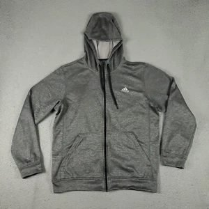 Adidas Sweater Mens Size Large Gray Full Zip Up Hoodie Sweatshirt - Picture 1 of 9