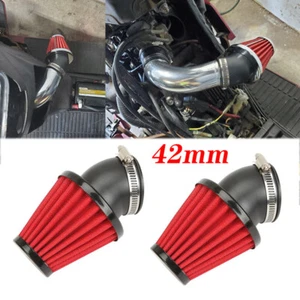 45° Bend High Flows Motorcycle Dual Layer Stainless Steel Mesh Air Filter 42mm - Picture 1 of 10