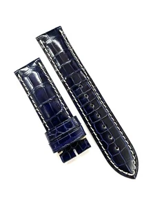Genuine Longines 19mm x 18mm Alligator Leather Blue Short Band Strap - Picture 1 of 6