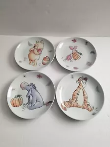 DISNEY WINNIE THE POOH & FRIENDS FALLING LEAVES APPETIZER PLATES SET OF 4 - Picture 1 of 4