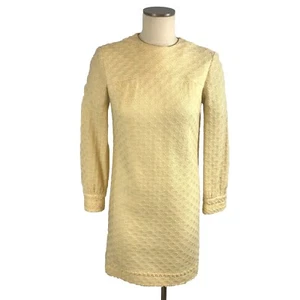 Vintage 1960s Sherbet Originals Cream Long Sleeve Shift Dress Textured Womens - Picture 1 of 12