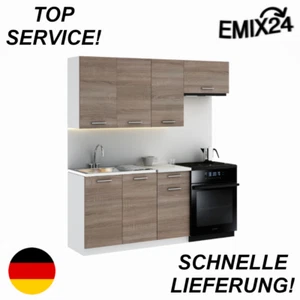 Küchenzeile Braun Komplett Küchenblock Einbauküche Schrank Set verstellbare Füße - Bild 1 von 8