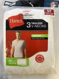 Hanes Comfort Soft V-Neck T Shirts - White - 3 Pack - Small - New - Picture 1 of 2