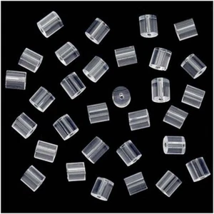 100 x Soft Plastic Replacement Earring Backs Tube Back Stoppers Earnuts - Picture 1 of 1