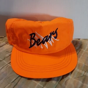 VINTAGE CHICAGO BEARS TALL CROWN CAP HAT ADJUSTABLE NEON ORANGE LIGHT WEIGHT 90s - Picture 1 of 13