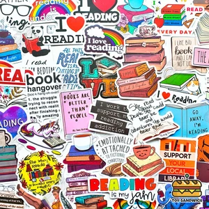 50 Stück "Lesebücher" Stickerpaket Lehrer Bücherwurm Schulbuch Smart Decals - Bild 1 von 8