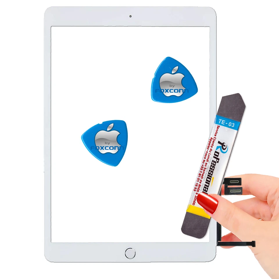 FABRIQUÉ POUR APPLE FOXCONN KIT Vitre Tactile iPad 2019 A2197 Blanc Écran Verre PREMIUM Adhésif Assemblé