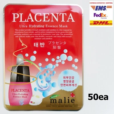 50pcs Malie PLACENTA Face Mask Packs Sheet 25g Whitening Wrinkles EXPRESS SHIP - Image 1 of 4