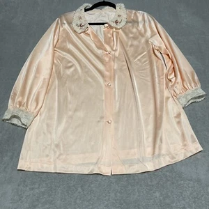 Top de pijama vintage Lorraine para mujer talla 38 naranja con botones bordado encaje - Imagen 1 de 9