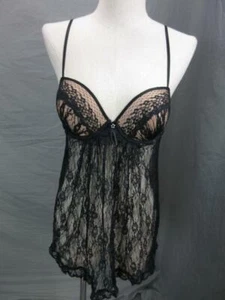 NEU MIT ETIKETT IN BLOOM BY JONQUIL GRÖSSE S DAMEN SCHWARZ SPITZE BABYDOLL DESSOUS 1P - Bild 1 von 12