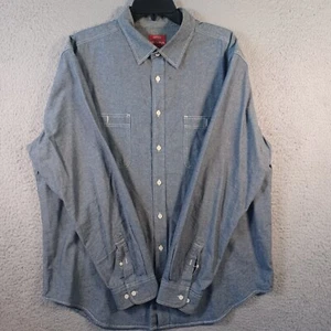 Merona Mens Gray Button Down Shirt Size XL Collar Long Sleeve Pockets Classic - Picture 1 of 20