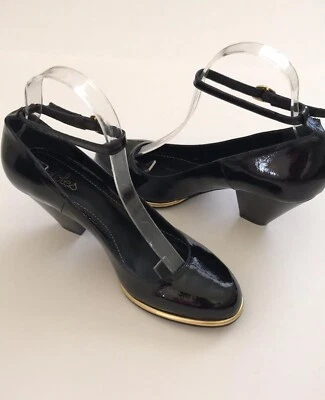 Zapatos de salón Maloles con correa al tobillo de charol negro talla 38 nuevos sin caja Foto 1 de 4