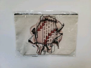 Canvas Cosmetic Bag Baseball Theme - Picture 1 of 2