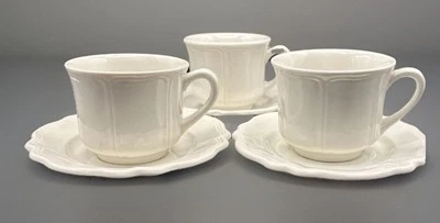 Red Cliff Ironstone Fine China 3 Tea/Coffee Cups/Saucers White Heirloom Heritage - image 1 of 4