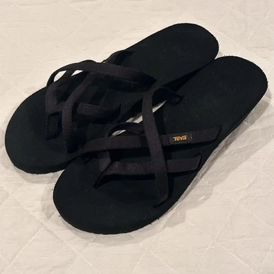 NEW Teva Mush Mandalyn Wedge OLA 2 BLK Black Women’s Strappy Sandal Size 10 - Image 1 of 4