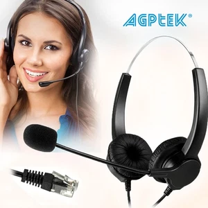 4Pin RJ9 Call Center Telephone Crystal Binaural Headset handsfree Noise Cancel - Picture 1 of 9