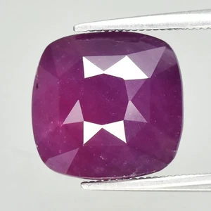 💎 10.07ct 10.8x10.5mm Cushion Natural Purplish Red Ruby - Unheated Africa Gem - Picture 1 of 4