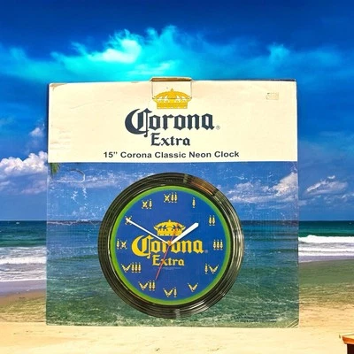 "Reloj Corona Extra 15"" Clásico Verde Neón NUEVO Con Caja (VS-10281-BBB1)" Foto 1 de 4