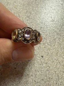 Ring Amethyst, Citrin, Topas, goldfarben Sterlingsilber ~ Größe 8,5 - Bild 1 von 4