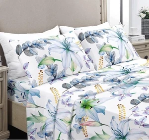 Full Sz Lily’s Bed Sheets Set 4PC 1800TC Double Brushed Microfiber Deep Pockets - Picture 1 of 10