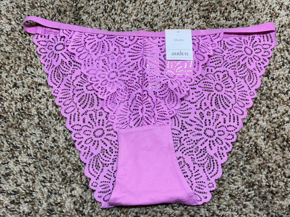 Auden Womens Size M Pink Flower Detailed Lace Cheeky Underwear