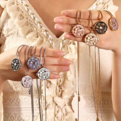 Collar Medallón Redondo Esmalte Concha Marina Perla Foto Dije Joyería Celestial Foto 1 de 4