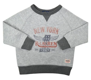 Polo Ralph Lauren Boys Heather Gray Two Tone Graphic Crewneck Sweater 7 9246-33 - Picture 1 of 1