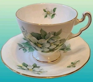 Royal Adderley Dogwood Fine Bone China Cup Saucer Williams Lake B.C. England VTG - Picture 1 of 16