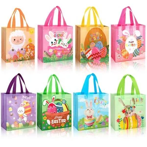 8PCS Easter Non-woven Bags with Handle Bunny Carrot Chick Gift Reusable Easte... - Picture 1 of 7