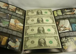 4 Banconote UNCUT Foglio del 1981 $1,00 NOTE - St. Louis MO Autografate - Foto 1 di 9