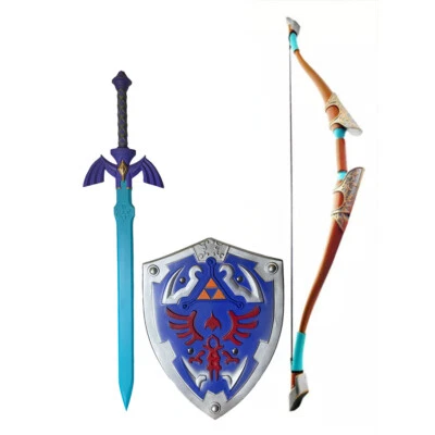 Legend of Zelda Link Hylian Master Espada + Escudo + Arco Espuma PU Utilería Disfraz Juguete Foto 1 de 4
