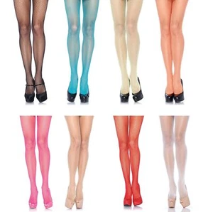 Fishnet Tights Sexy Pin Up Black Nude Neon Blue Green Orange Pink Red White 9001 - Picture 1 of 15