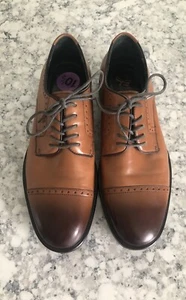 CAP TOE MEN'S SHOES US 10.5 Brown LEATHER JOHNSTON & MURPHY EUC - Picture 1 of 15