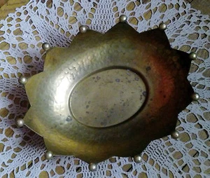 Vintage Indien Handarbeit Messing Legierung orientalischer Zierteller in Kronenform Schale - Bild 1 von 12