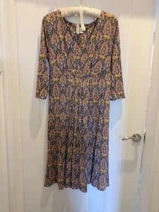 *Monsoon Jersey Paisley print Pull On 3/4 Sleeve Dress 12 - Picture 1 of 5