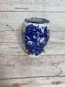 Vintage Victoria Ware Ironstone  Blue and White Flower Vase