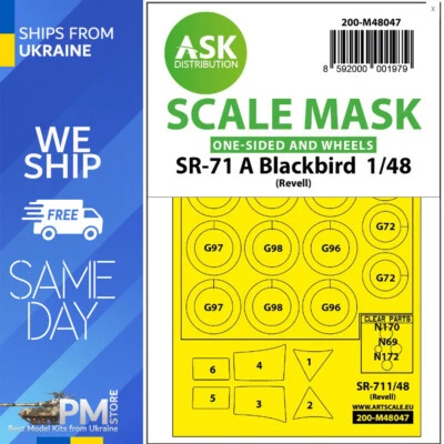 ASK M48047 1/48 Máscara de pintura de doble cara SR-71 A Blackbird para Revell Foto 1 de 2